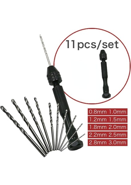 11 Adet Pin Mengene Seti Pim Mengene El Matkap Uçları Seti 10 Adet Büküm Matkap Uçları Ahşap Takı Plastik Için Hassas Mini Mikro Döner Aletler (Yurt Dışından)
