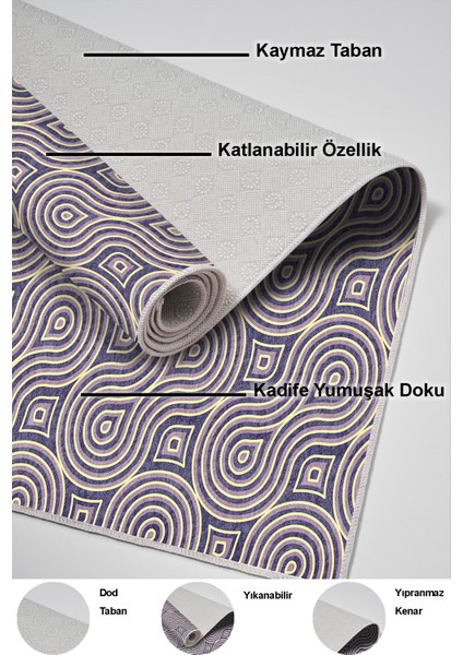 Dijital Mutfak Halısı Trend Keçe Kaymaz Taban Modern Bobbie Bej