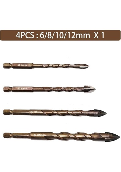 5 Adet Set 1 Profesyonel 3-12MM Altıgen Şaft Matkap Ucu Sondaj Cam, Fayans, Beton, Metal Vb. Karbür Matkap Ucu Seti Araçları (Yurt Dışından)