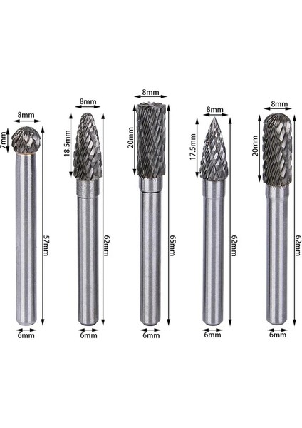 Adefg 5 Adet 6X8MM Tungsten Karbür Çapak Oyma Bit Çift Kesici Döner Çapak Seti Dosya Öğütücü Kesici Uçları Acdfg/adefg/adfgl (Yurt Dışından)