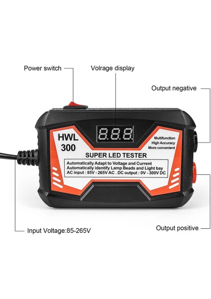 Siyah Abd Fiş LED Tv LCD Arka Işık Test Cihazı HWL300 Ac 85-265 V 18 W LED Lamba Boncuk Lamba Şeridi Test Cihazı Bakım Onarım Test Araçları Ab Abd Tak (Yurt Dışından)