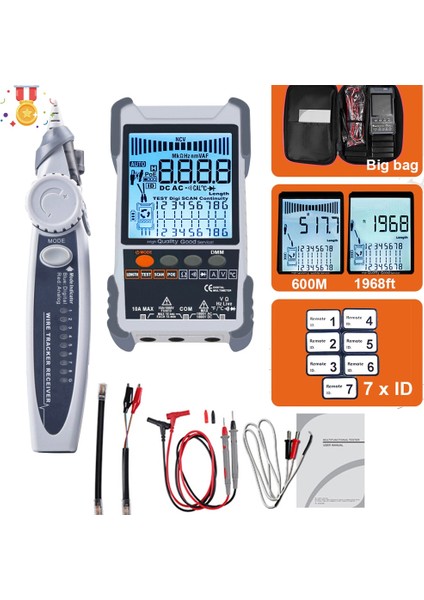 7 Adet Kimlik Haritalama Aracı ET618PRO 2 In 1 Ağ Kablosu Test Cihazı Poe Test Kablosu Kısa Açık Devre Ölçü Hassasiyeti Takip Cihazı 600M Uzunluk Kablo Haritası Test Cihazı (Yurt Dışından) fırsatları