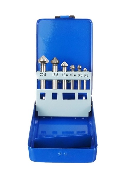 6 Adet Kutu ile Şerit 6 Adet 6.3-20.5mm Pah Kırma Uçlu Freze 3 Flüt Yuvarlak Sap 90 Derece Hss Havşa Çapak Alma Konik Matkap Ucu (Yurt Dışından)