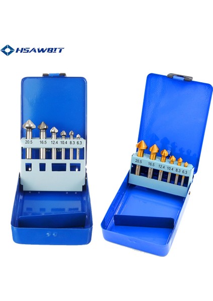 6 Adet Kutu ile Şerit 6 Adet 6.3-20.5mm Pah Kırma Uçlu Freze 3 Flüt Yuvarlak Sap 90 Derece Hss Havşa Çapak Alma Konik Matkap Ucu (Yurt Dışından)