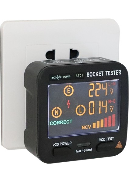 ST02 Abd Fişi Dijital Soket Test Cihazı Pro Ab Fiş Gerilimi Gfcı Rcd Prizler Çıkış Elektrik Devre Frenleyici Bulucu Test Topraklama Sıfır Ingiltere Au Abd (Yurt Dışından) fırsatları