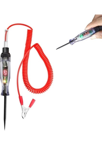 Kırmızı Araba Kamyon Gerilim Devre Test Cihazı Otomatik 6 V-24 V Tamir Araçları Araç Teşhis Probu Test Kalemi Ampul Otomobil Polarite Kalem (Yurt Dışından)