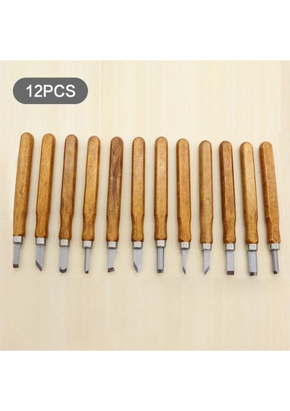 12 Adet 12 Adet/takım Ahşap Oyma Keski Araçları Ahşap Oyma Dıy Ağaç Işleme Gravür Zeytin Oyma Bıçağı El Yapımı Bıçak Aracı Set (Yurt Dışından)