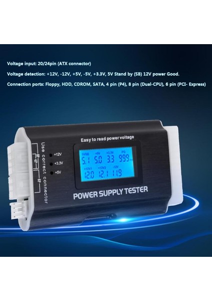 C Dijital LCD Ekran Pc Bilgisayar Güç Kaynağı Test Cihazı Checker Atx Ölçüm Teşhis Test Cihazı Araçları Güç Kaynağı Test Cihazı (Yurt Dışından)