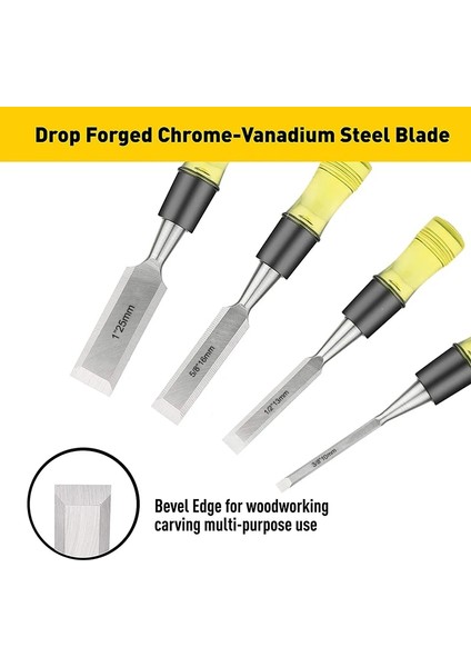 16MM Yeni 4 Adet/takım Ahşap Oyma Keski Düz Oyma Bıçağı 3/8 "1/2"/5/8 "/1" Marangoz Dıy Ağaç Işleme Araçları (Yurt Dışından) fırsatları