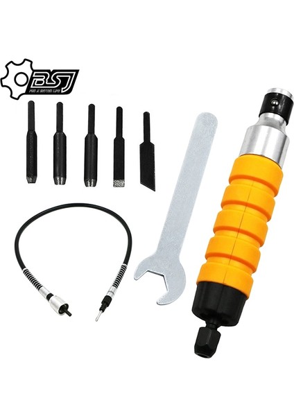 Esnek Şaft 1 Takım Ahşap Keski Oyma Aleti Seti Mobilya Ahşap Oyma Aracı Elektrikli Keski + 5 Oyma Ipuçları Anahtarı Esnek Esnek Mil (Yurt Dışından)