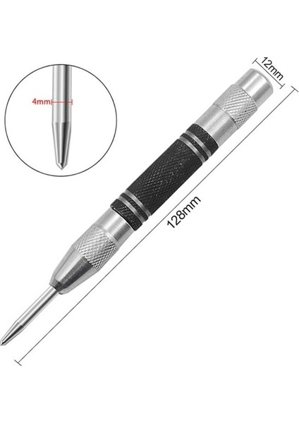 128MM Gümüş Siyah Çok Amaçlı Otomatik Merkezi Punch Bulucu Metal Aracı Konumlandırma Sondaj Deliği Pencere Kırıcıyı Işaretlemek Için (Yurt Dışından)