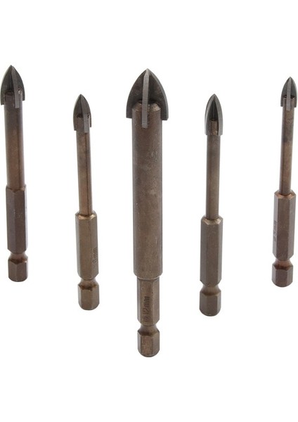 3 4 5 6mm Tungsten Karbür Cam Matkap Ucu Seti Alaşım Karbür Noktası 4 Kesme Kenarları ile Kiremit Cam Çapraz Mızrak Kafa Matkap Uçları (Yurt Dışından)