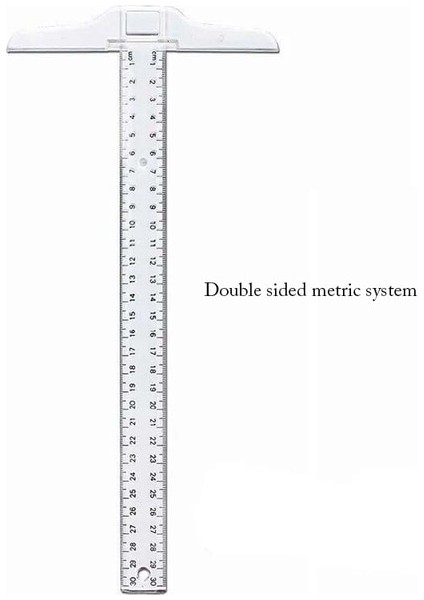 B 1 Adet 30 cm T Kare Cetvel Plastik T Şekli Cetvel Temizle Şeffaf Ölçümler Düz Cetvel Ölçü Aracı Tasarım Sanat Malzemeleri (Yurt Dışından)