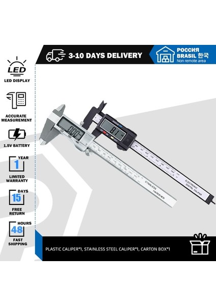 Caliper-Set5 0-150MM Sürmeli Kumpas Plastik/paslanmaz Çelik 6 Inç Enstrüman LCD Dijital Kaliper Derinlik Ölçme Aletleri Prostormer (Yurt Dışından)