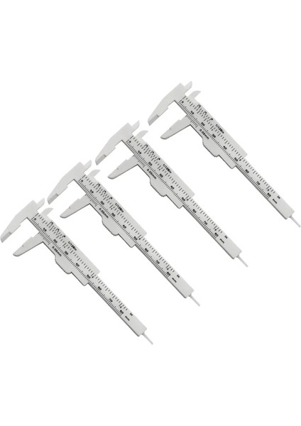 Beyaz 4 Parça 80 mm Mini Plastik Kumpas Sürmeli Kumpas Çift Ölçekli Sürgülü Ölçer Ölçme Aracı Öğrenci Ofis Kullanımı (Yurt Dışından)