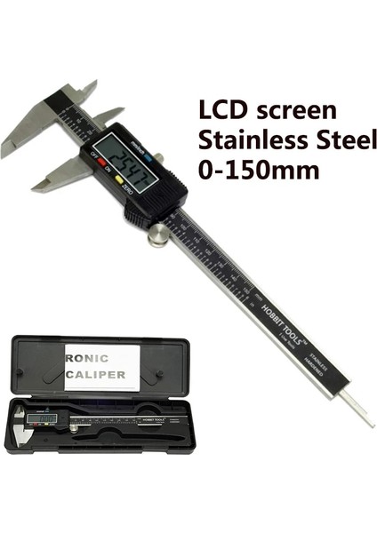 Karbon Fiber 6"/150MM Geniş LCD Ekran Pürüzsüz Kayan Dayanıklı Paslanmaz Çelik Dijital Kumpas Elektronik Plastik Kumpas Mikrometre Ölçer (Yurt Dışından) modelleri