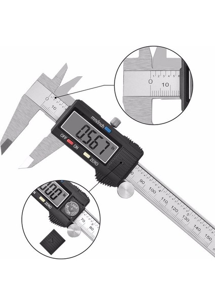 150MM Metal 0 ~ 150MM/200MM/300MM 0.01MM Elektronik Dijital Sürmeli Kumpaslar Paslanmaz Çelik Mikrometre Ölçme Aletleri LCD Ekran (Yurt Dışından)