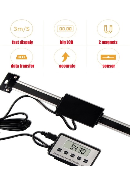 150MM 0-150/200/300MM Manyetik Uzaktan Dijital Doğrusal Ölçek Tablosu Okuma Dijital Harici Ekran Elektronik Tartı Ünitesi LCD Tabanı ile (Yurt Dışından)
