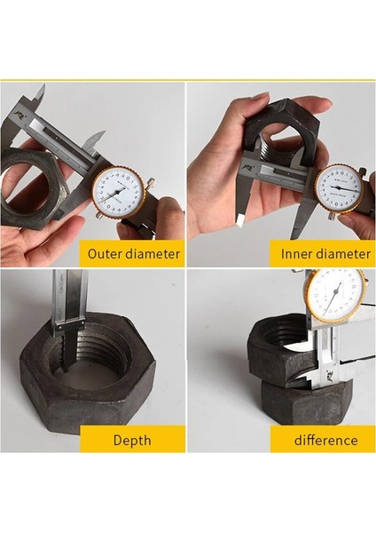 150MM Yüksek Hassasiyetli Darbeye Dayanıklı Kumpas Saat Kaliteli Paslanmaz Çelik Malzeme 150/200/300MM Endüstriyel Sınıf Kadranlı Kumpaslar (Yurt Dışından) fırsatları