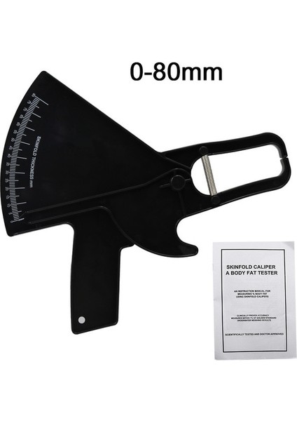 Siyah 0-80MM Vücut Yağ Ölçüm Cihazı Analizörü Sebum Kaliper Kelepçe Şekilli Cetvel Kişisel Eğitmen Skinfold Test Cihazı Şerit Metre (Yurt Dışından)