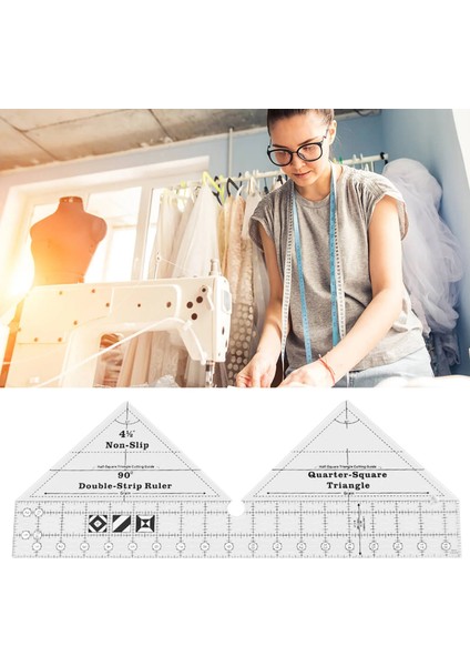 M Akrilik Kapitone Cetvel Dıy Dikiş Cetveli Çok Fonksiyonlu 90 Derece Çift Şerit Kaymaz Kapitone Cetvel Şablon Giyim Tasarımı (Yurt Dışından) indirimleri
