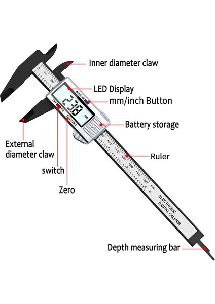 0-80MM Siyah 0-150MM Dijital Ekran Plastik Sürmeli Kumpas Ölçüm Öğrenci Mini Alet Cetveli (Yurt Dışından) modelleri
