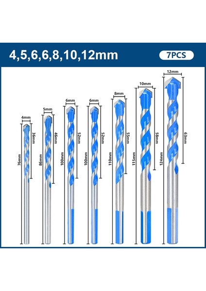 7 Adet 4-12MM Xcan Matkap Ucu 3 4 5 6 8 10 12MM Cam Matkap Ucu Üçgen Bit Seramik Karo Beton Tuğla Ahşap Delik Delme Kesici Matkap Ucu (Yurt Dışından)