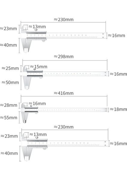 LXZ921079 Luxıanzı 150/200/300MM Metal Sürmeli Kumpasyüksek Hassasiyetli Endüstriyel Kumpaslar Iç Dış Çap Derinlik Ölçme Aletleri (Yurt Dışından) modelleri