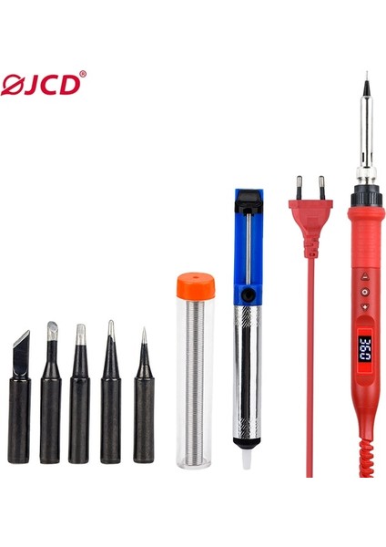 908U Kırmızı Set1 80W 220V, Abd Jcd Yeni Havya Kiti 80W LCD Dijital Ekran Anahtarlı Ayarlanabilir Sıcaklık Taşınabilir Demir 220V/110V Kaynak Aletleri 908U (Yurt Dışından)