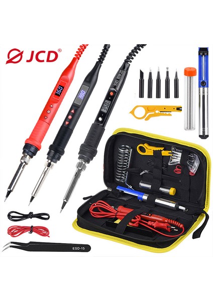 908U Kırmızı Set1 80W 220V, Abd Jcd Yeni Havya Kiti 80W LCD Dijital Ekran Anahtarlı Ayarlanabilir Sıcaklık Taşınabilir Demir 220V/110V Kaynak Aletleri 908U (Yurt Dışından)