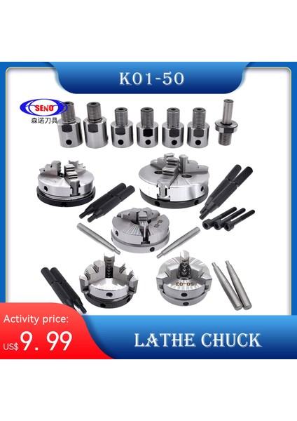 M14-12MM Seno K01-50 Torna Aynası Üç Çene M14 * 1 Biyel K01-50/63/80/100 Kendinden Merkezleme Mini Dıy Metal Ahşap Torna Araçları (Yurt Dışından)