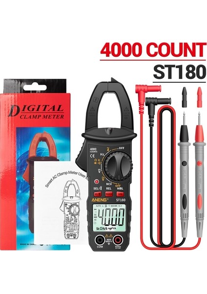 Siyah ST180 Dijital Pens Metre Multimetre 4000 Countsclamp Multimetre Voltmetre Ampermetre Ac Dc Gerilim Ac Akım Ölçer Ncv Test Cihazı (Yurt Dışından)