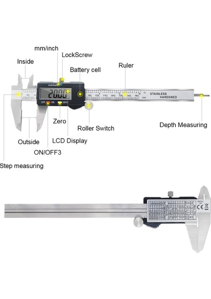 200MM Kutu ile Elektronik Sürmeli Kumpas 150MM 200MM 300MM Dijital Kumpas Paslanmaz Çelik Cetvel Ölçer Mikrometre LCD Ölçme Aracı (Yurt Dışından)