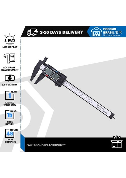 Caliper-Set1 Sürmeli Kumpas 0-150MM Paslanmaz Çelik/plastik LCD Dijital Kumpas 6 Inç Enstrüman Derinliği Ölçme Aletleri Prostormer (Yurt Dışından)