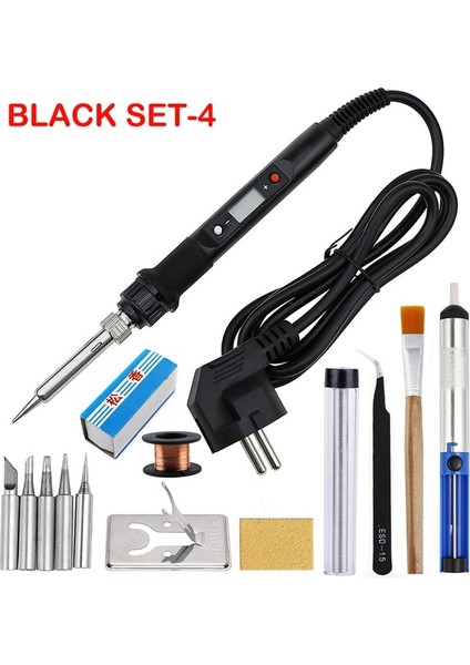 Siyah Set-4 220V Ab Tak 80W Dijital Ekran Termostat Elektrikli Havya Çok Fonksiyonlu Kaynak Endüstriyel Sınıf Lehimleme Kalemi Onarım Aracı Kiti (Yurt Dışından)