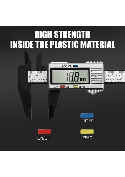 Mavi Plastik 1 Adet 0-150MM Dijital Sürmeli Kumpas Karbon Fiber Kadran Dıy Kaliper Ölçer Pakometre Dijital Mikrometre Elektronik Ölçme Aletleri (Yurt Dışından)