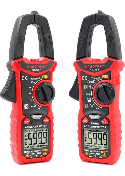 HT206A Ac Basic HT206 600V 600A Ac Dc Dijital Pens Metre Multimetre Pinza Amperimetrica True Rms Yüksek Hassasiyetli Kapasite Ncv Ohm Hz Test Cihazı (Yurt Dışından)