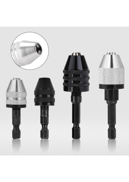 0.3-6.5mm Gümüş Matkap Chuck Anahtarsız Adaptör Elektrikli Mikro Motor Sıkma Hex Shank Matkap Uçları Tornavida Darbe Deliği Sürücü Aracı Aksesuarları (Yurt Dışından)