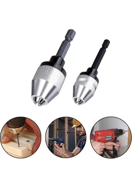 0.3-6.5mm Gümüş Matkap Chuck Anahtarsız Adaptör Elektrikli Mikro Motor Sıkma Hex Shank Matkap Uçları Tornavida Darbe Deliği Sürücü Aracı Aksesuarları (Yurt Dışından)