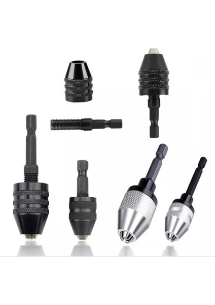 0.3-6.5mm Gümüş Matkap Chuck Anahtarsız Adaptör Elektrikli Mikro Motor Sıkma Hex Shank Matkap Uçları Tornavida Darbe Deliği Sürücü Aracı Aksesuarları (Yurt Dışından)