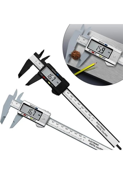 Gümüş Elektronik Dijital Kumpas Karbon Fiber Kadran Sürmeli Kumpas Ölçer Mikrometre Ölçme Aracı Dijital Cetvel Sürmeli Kumpas (Yurt Dışından)