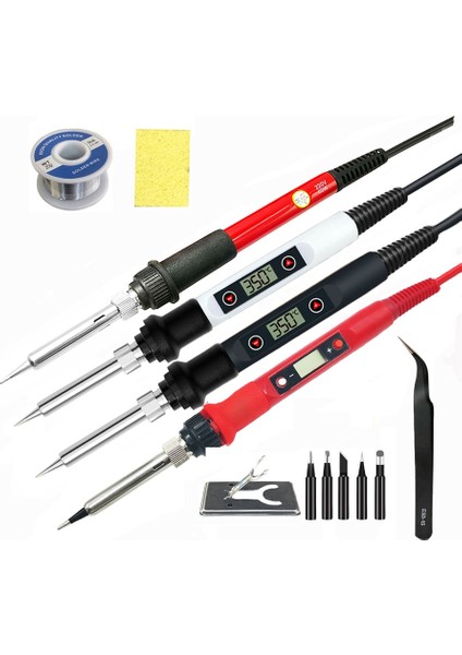 80W Siyah Set2 80W 220V 60W/80W Elektrikli Dijital Havya Istasyonu 220V 110V Sıcaklık Ayarlanabilir Kaynak Lehimleme Ipuçları Araçları Aksesuarları (Yurt Dışından)