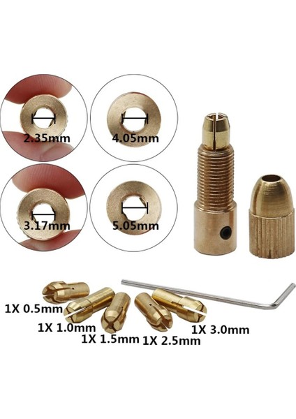 03 Matkap Uçları 7 Adet/takım 2.35/3.17 Pirinç Dremel Collet Mini Matkap Aynaları Elektrik Motor Mili Matkap Ucu Aracı Matkap Chuck Adaptörü (Yurt Dışından)