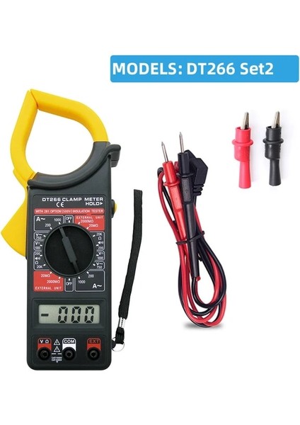 SC205-DT266 Set2 Dijital Kelepçe Multimetre DT266 Profesyonel Pens Metre Ac Dc 1000 V Akım Gerilim Test Cihazı Multimetre Pense Ampermetre Stokta Var (Yurt Dışından)