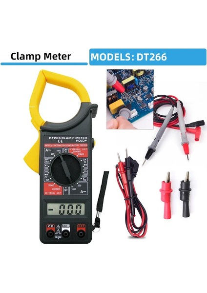 SC205-DT266 Set2 Dijital Kelepçe Multimetre DT266 Profesyonel Pens Metre Ac Dc 1000 V Akım Gerilim Test Cihazı Multimetre Pense Ampermetre Stokta Var (Yurt Dışından) fiyatları