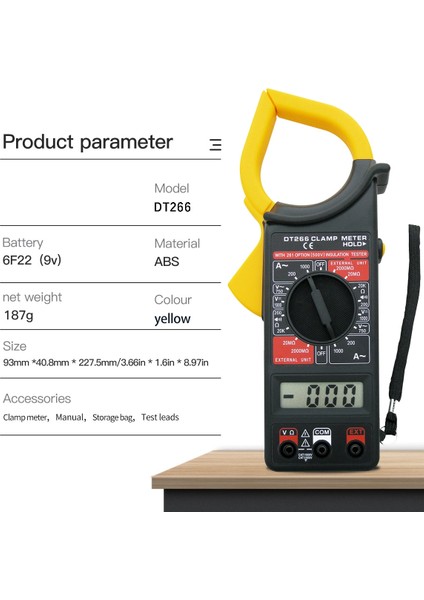SC205-DT266 Set2 Dijital Kelepçe Multimetre DT266 Profesyonel Pens Metre Ac Dc 1000 V Akım Gerilim Test Cihazı Multimetre Pense Ampermetre Stokta Var (Yurt Dışından) modelleri