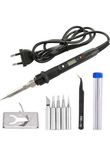 Siyah 905-2 220V Ab Tak Elektrikli Havya Lehimleme Için 220V Ayarlanabilir Sıcaklık LCD Kaynak Ekipmanları Tamir Araçları Lehimleme Ipuçları Rework (Yurt Dışından)