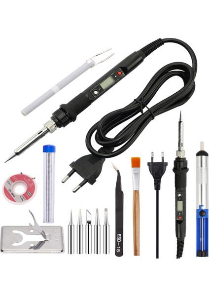 Siyah 905-2 220V Ab Tak Elektrikli Havya Lehimleme Için 220V Ayarlanabilir Sıcaklık LCD Kaynak Ekipmanları Tamir Araçları Lehimleme Ipuçları Rework (Yurt Dışından)