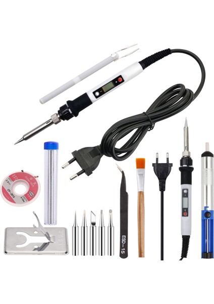 Siyah 905-2 220V Ab Tak Elektrikli Havya Lehimleme Için 220V Ayarlanabilir Sıcaklık LCD Kaynak Ekipmanları Tamir Araçları Lehimleme Ipuçları Rework (Yurt Dışından)