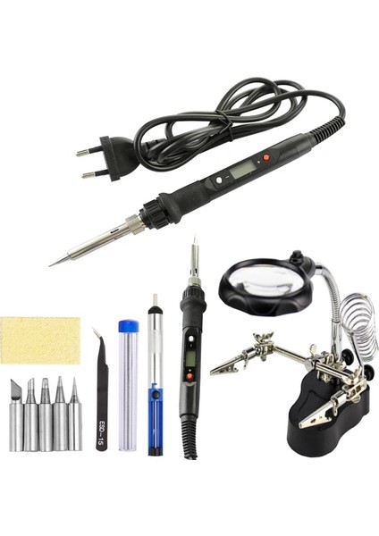 Set-4 110V Abd Fişi 60W/80W Ayarlanabilir Sıcaklık Elektrikli Havya 220V 110V Havya Aksesuarları Büyüteç Seti (Yurt Dışından)